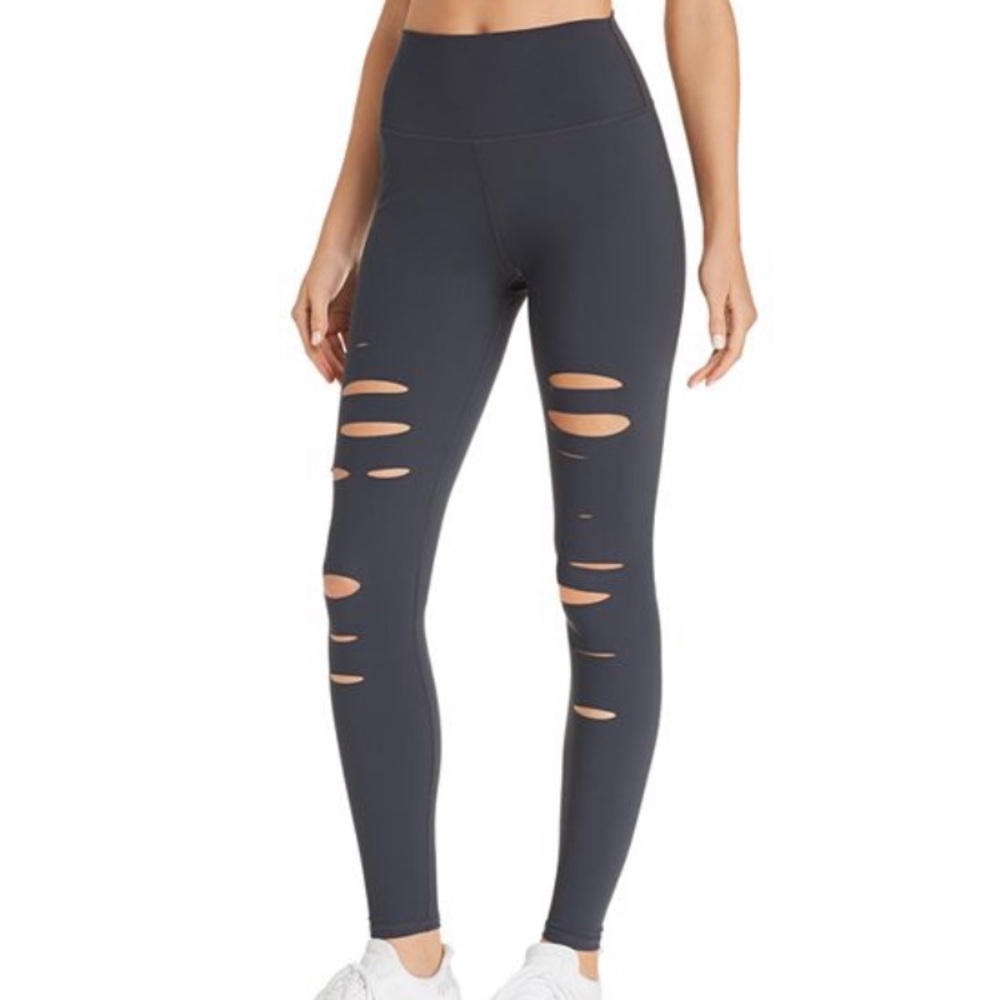 ALO Yoga High-Waist Ripped Warrior Leggings Sz Med